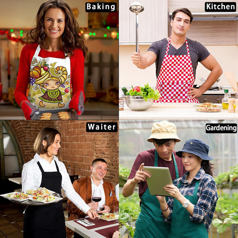 SATINIOR Sublimation Bib Blank Kitchen Aprons with Pockets Unisex White Cooking Kitchen Apron for Restaurant Home...